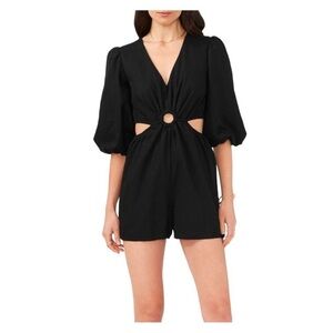 🖤 1.STATE Black  Linen Cutout Puff Sleeve Romper – Size M